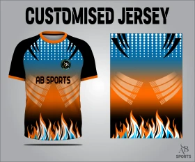 Custom Sublimation Sports Jersey - Flame Print Athletic Team T-Shirt ...